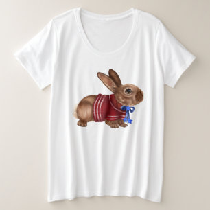 Vierde juli Plus Grootte t-shirt met konijn