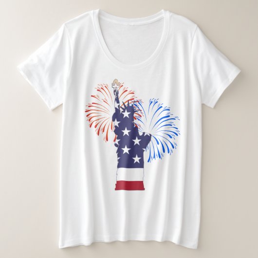 Vierde juli Plus Size T-shirt met standbeeld (Design voorkant)