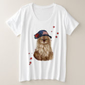 Vierde juli plus T-shirt met maat met kat (Design voorkant)