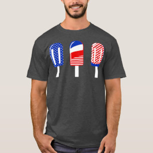 Vierde juli Popsicle Red White Blue American Flag T-shirt