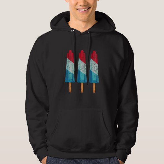 Vierde juli Populaire ijskreeft Rood Blauw Amer Hoodie (Voorkant)