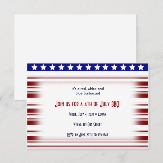 Vierde juli: Red White en Blue Candystripe Kaart (Voorkant / Achterkant)