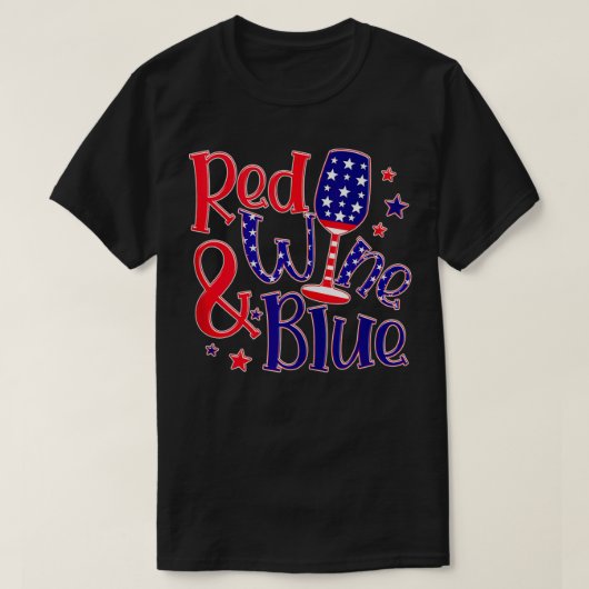 Vierde juli rode wijn en Blue Funny America VS F T-shirt (Design voorkant)
