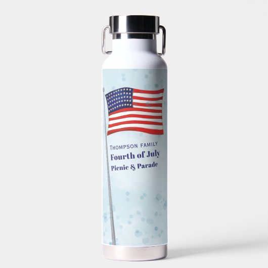 Vierde juli Rode Witte Blauwe Waterverf Waterfles (Voorkant)