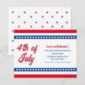 Vierde juli: Rode witte en blauwe sterren en strip Kaart (Voorkant / Achterkant)