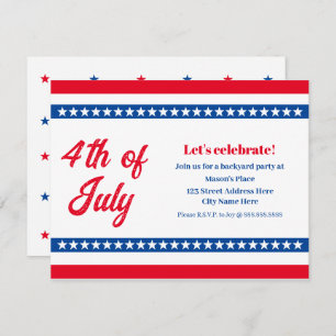 Vierde juli: Rode witte en blauwe sterren en strip Kaart