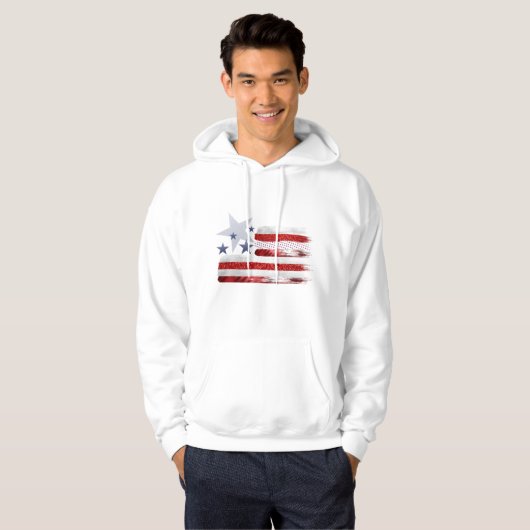 Vierde juli rode, witte en blauwe vlag patriot Hoo Hoodie (Voorkant volledig)