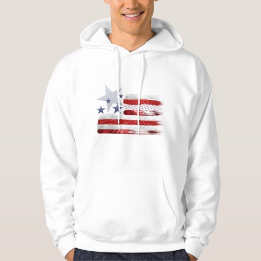Vierde juli rode, witte en blauwe vlag patriot Hoo Hoodie (Voorkant)