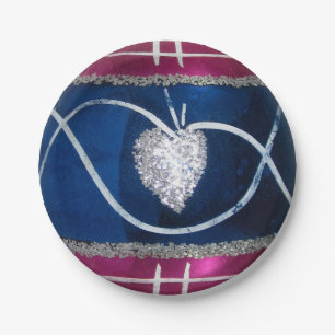 Vierde juli Rood Blauw Patriottisch Oud Glas Papieren Bordje