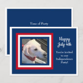 Vierde juli Rood Wit Blauw Foto Uitnodiging (Voorkant / Achterkant)