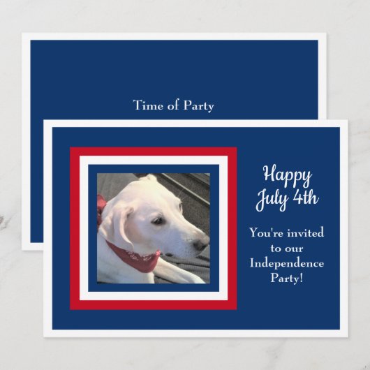 Vierde juli Rood Wit Blauw Foto Uitnodiging (Voorkant / Achterkant)