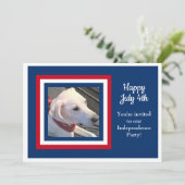 Vierde juli Rood Wit Blauw Foto Uitnodiging (Staand voorkant)