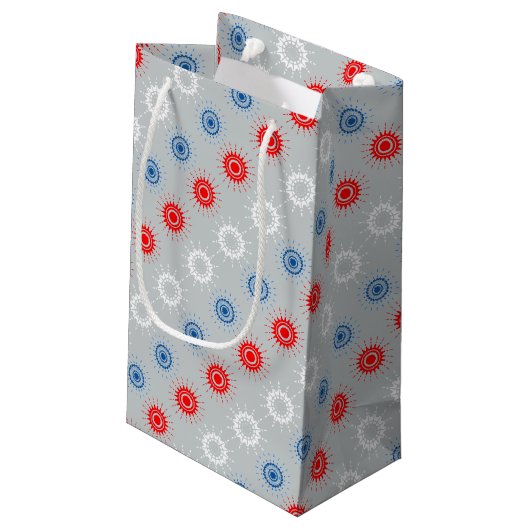 Vierde juli Rood, Wit, & Blauw Vuurwerk Klein Cadeauzakje (Achterkant Gekanteld)