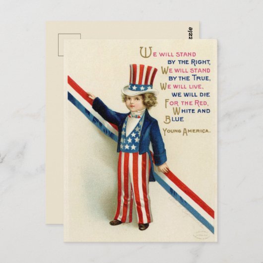  Vierde Juli Rood Wit en Blauw Briefkaart (Voorkant / Achterkant)