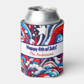 Vierde juli | Sterren en strepen gepersonaliseerd Blikjeskoeler (Blikje Voorkant)