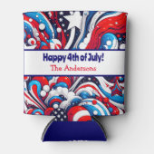 Vierde juli | Sterren en strepen gepersonaliseerd Blikjeskoeler (Voorkant)