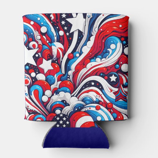 Vierde juli | Sterren en strepen gepersonaliseerd Blikjeskoeler (Achterkant)