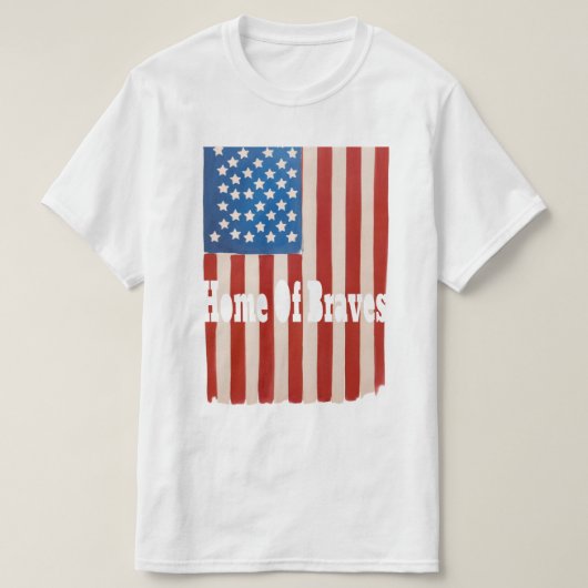 Vierde juli T-shirt Home of the Braves Amerikaans (Design voorkant)