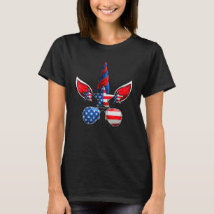 Vierde juli Unicorn Face American Flag Girls W. T-shirt