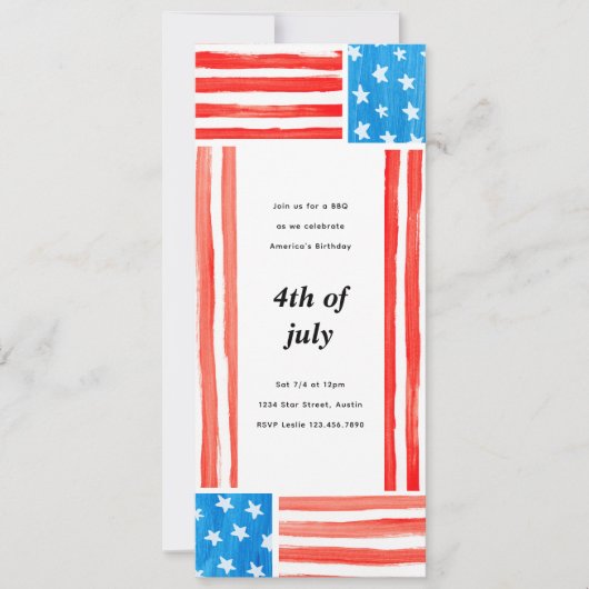 Vierde juli van de partij kaart (Voorkant)