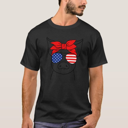 Vierde juli Varkenshygiëne Bandana vs vlag zonnebr T-shirt (Voorkant)