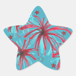 Vierde juli Verenigde Staten Blue Fireworks Patrio Ster Sticker