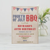 Vierde juli verjaardag ELKE LEEFTIJD rustiek Kaart (Staand voorkant)