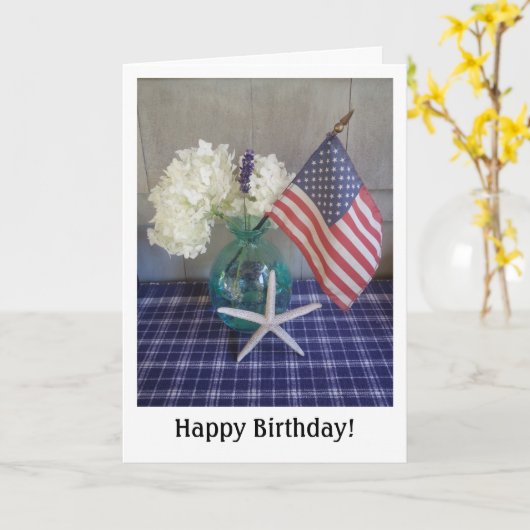 Vierde juli verjaardag kaart (Gele Bloem)