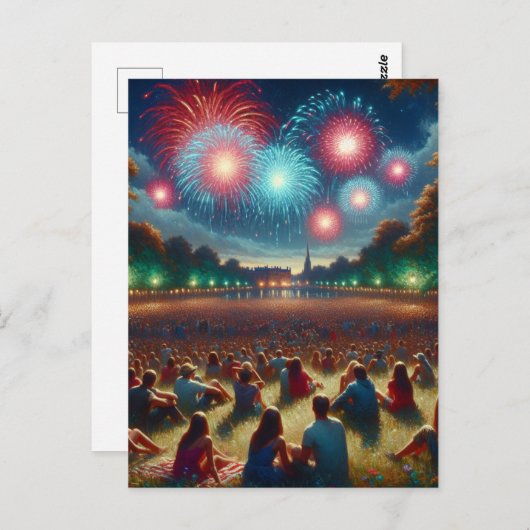 Vierde juli vieren met een knal! briefkaart (Voorkant / Achterkant)