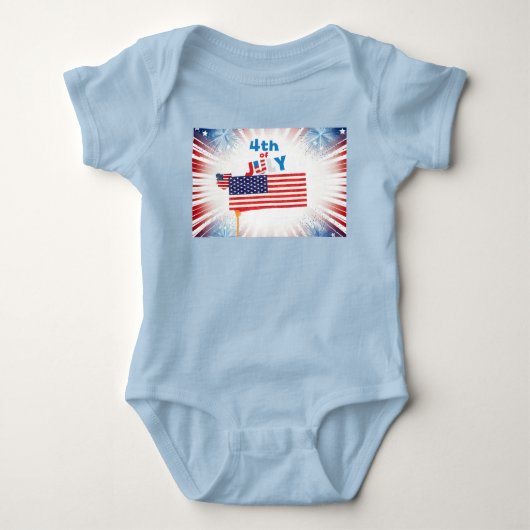 Vierde Juli-vlag met vuurwerk Romper (Voorkant)