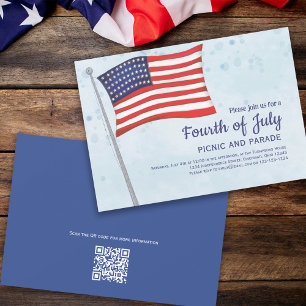 Vierde juli vlag QR code Cute Red White Blue Kaart