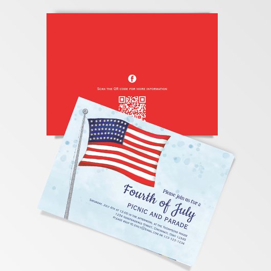 Vierde juli vlag QR code Cute Red White Blue Kaart