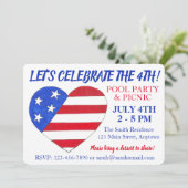 Vierde juli Vlag Vuurvuurwapenschild Vakpartij Ver Kaart (Staand voorkant)