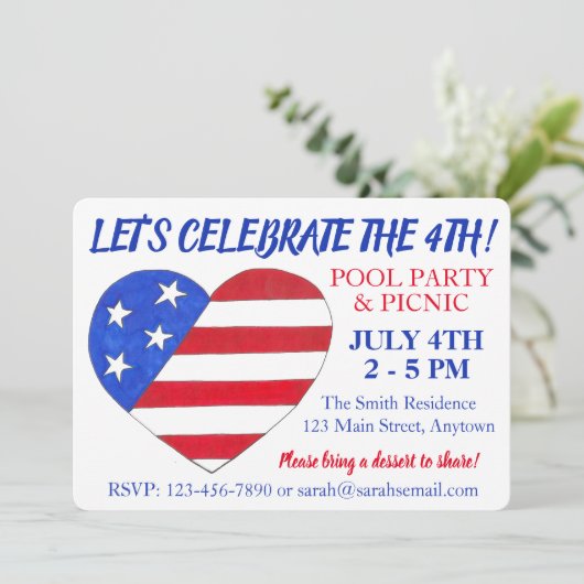 Vierde juli Vlag Vuurvuurwapenschild Vakpartij Ver Kaart (Staand voorkant)