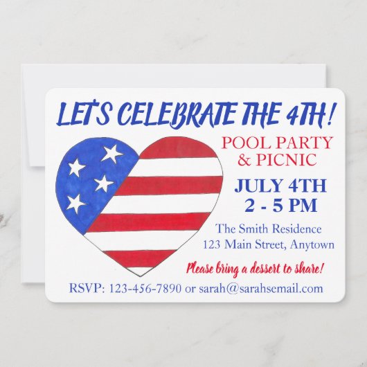 Vierde juli Vlag Vuurvuurwapenschild Vakpartij Ver Kaart (Voorkant)