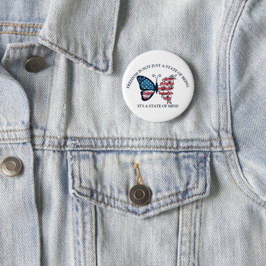 Vierde Juli Vlinder Knop Ronde Button 5,7 Cm (In situ)