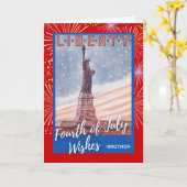 Vierde juli voor Broeder Vrijheidsbeeld Kaart (Gele Bloem)