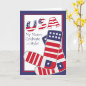 Vierde juli voor mijn Moms Patriottische Sokken Kaart (Gele Bloem)