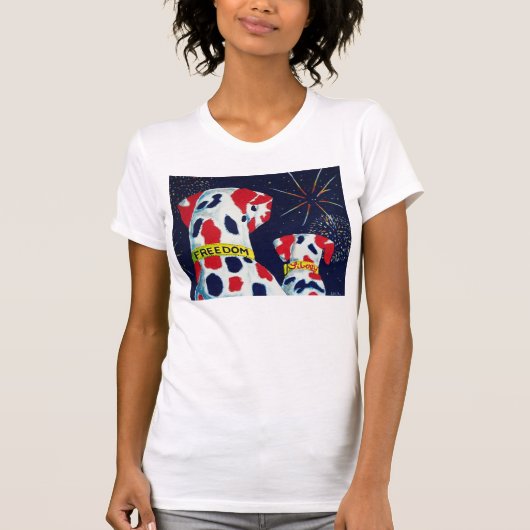Vierde juli Vrijheids- en VrijheidsDalmatiërs T-shirt (Voorkant)