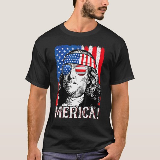 Vierde juli Vrouwen Ben Franklin T-shirt (Voorkant)