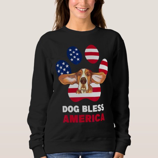 Vierde juli VS patriottische basset Hond Trui (Voorkant)