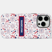 Vierde juli vuurwerkpatroon aangepaste naam Case-Mate iPhone case (Achterkant (horizontaal))