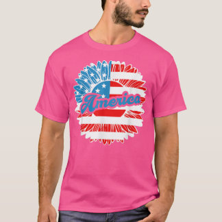 Vierde juli Zonnebloem Amerikaanse vlag en St. T-shirt