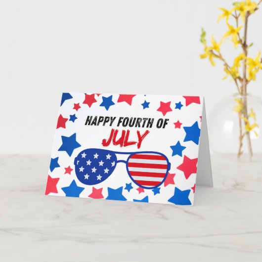 Vierde juli Zonnebril en Sterren Kaart (Gele Bloem)