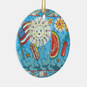 VIERDE JULY GANG, PARADE EN FIREWORKS HOLIDAY KERAMISCH ORNAMENT (Rechts)