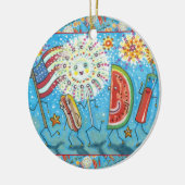 VIERDE JULY GANG, PARADE EN FIREWORKS HOLIDAY KERAMISCH ORNAMENT (Links)