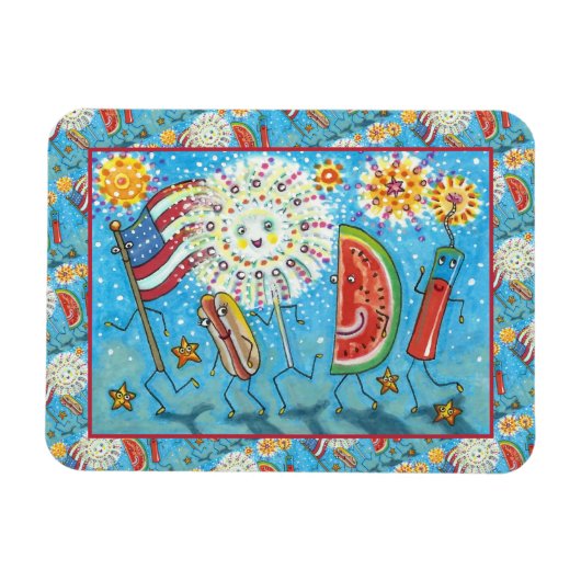 VIERDE JULY GANG, PARADE EN FIREWORKS HOLIDAY MAGNEET (Horizontaal)