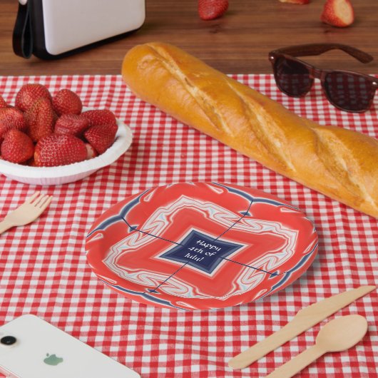 Vierde Kaleidoscoop Rood Blauw Papieren Bordje (Picknick)