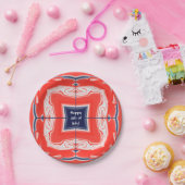 Vierde Kaleidoscoop Rood Blauw Papieren Bordje (Feest)