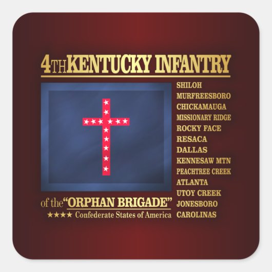 Vierde Kentucky Infantry (BA2) Vierkante Sticker (Voorkant)